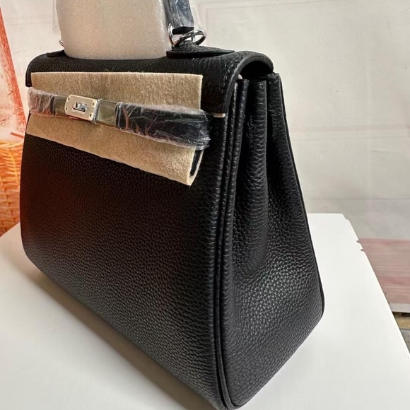 Black Leather Top-Handle Women's Satchel - Classic Style - Picture 2 of 5